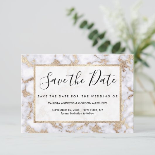 Save The Date Pattern de Chic White Gold Foil (Debout devant)