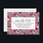 Save The Date Patters de Christmas<br><div class="desc">Ce motif de Noël mignon et simple est parfait pour l'ambiance festive et amusante. Il présente des illustrations dessinées à la main d'une cheminée enneigée, le stockage, l'ornement, les baies saintes, les feuilles de lierre, le sapin de Noël, le sucre de canne, le casquette de pain d'épice et le Père...</div>