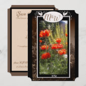 Save The Date Pavot rouge Monogramme (Devant / Derrière)