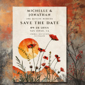Save The Date Pavots Rouges Simples Fleurs Sauvages Bohèmes Mari