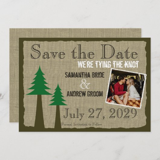 Save The Date Pays boisé Enregistrer la date (Devant / Derrière)