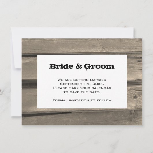 Save The Date Pays Grange mariage en bois Enregistrer la date (Dos)