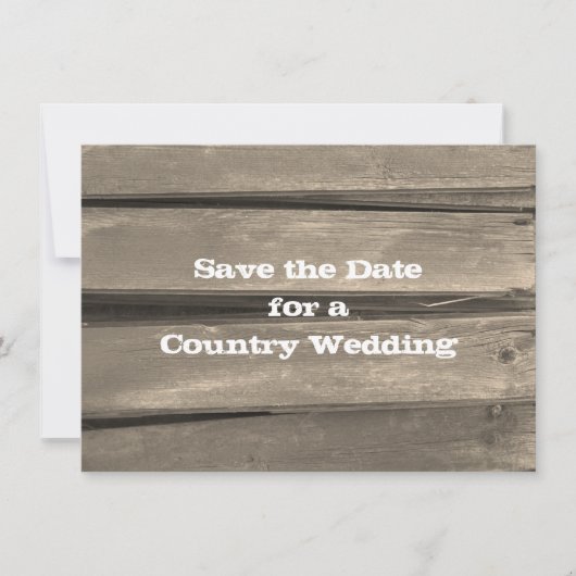 Save The Date Pays Grange mariage en bois Enregistrer la date (Devant)