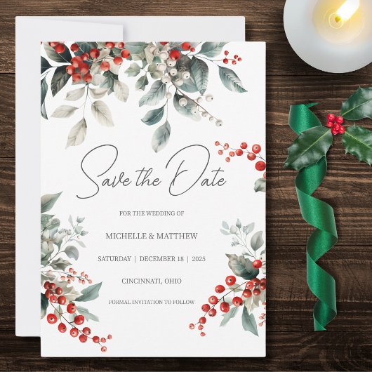 Save The Date Pays Hiver Holly