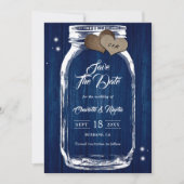 Save The Date Pays Russe Marine Bleu Bois Mason Jar Mariage (Devant)