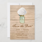 Save The Date Pays Rustic Mason Jar Hydrangea Enregistrer la dat (Devant)