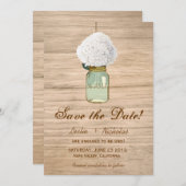 Save The Date Pays Rustic Mason Jar Hydrangea Enregistrer la dat (Devant / Derrière)