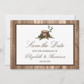Save The Date Pays Rustique Bois Monogramme Arbre Enregistrer La (Devant)