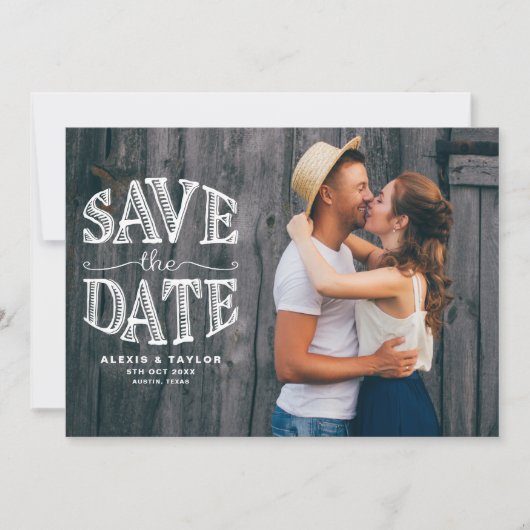 Save The Date Pays Typographie Rustique Superposition photo (Devant)