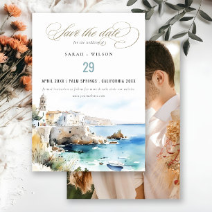 Save The Date Paysage aquarelle de mariage à Puglie, Italie Phot