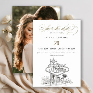 Save The Date Paysage de croquis de mariage à Las Vegas Nevada P