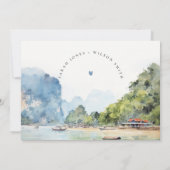 Save The Date Paysage de mariage côtier thaïlandais à l'aquarell (Dos)
