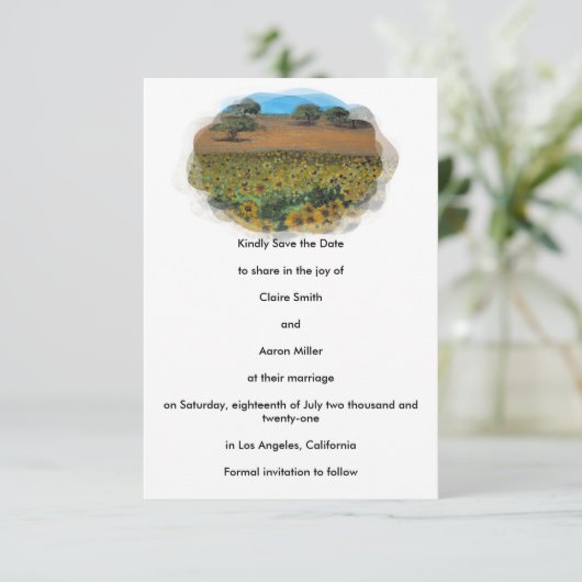 Save The Date Paysage de tournesol enregistrer la date (Debout devant)