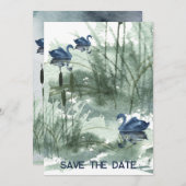 Save The Date Paysage des lacs avec cygnes enregistrer la date (Devant / Derrière)