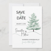 Save The Date Paysage hivernal à l'aquarelle avec pin (Devant)