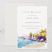 Save The Date Paysage marin sablonneux chic de la côte Plage roc (Devant / Derrière)