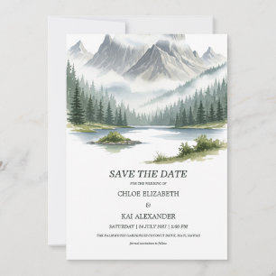 Save The Date Paysage Rustique de Montagne de la Forêt Sauvage S