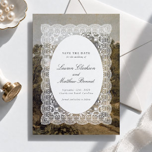 Save The Date Paysage Vintage Dentelle Enregistrer la Date