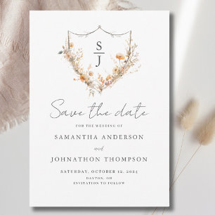 Save The Date Peach Fleur sauvage Mariage plat Enregistrer la ca