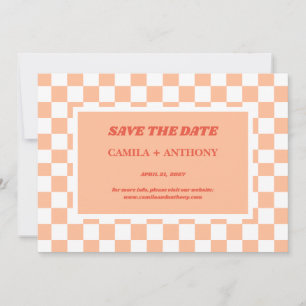 Save The Date Peach Fuzz À damiers En vichy Motif