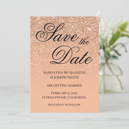 Save The Date Peach Glitter Gradient (Debout devant)