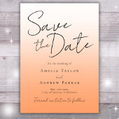 Save The Date Peach Orange Fuzz Elegant Minimal Script Mariage