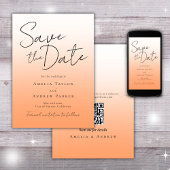 Save The Date Peach Orange Fuzz Elegant Minimal Script Mariage