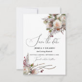 Save The Date Peach Peach Pink aquarelle florale photo mariage (Devant)