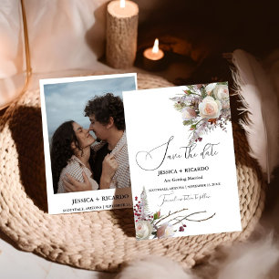 Save The Date Peach Peach Pink aquarelle florale photo mariage