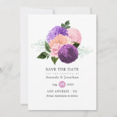 Save The Date Peach rose et Lavender violet Mariage floral (Devant)