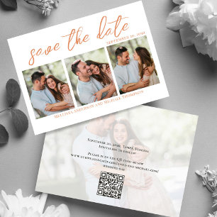 Save The Date Peach Script Multi Photo Enregistrer le Mariage de