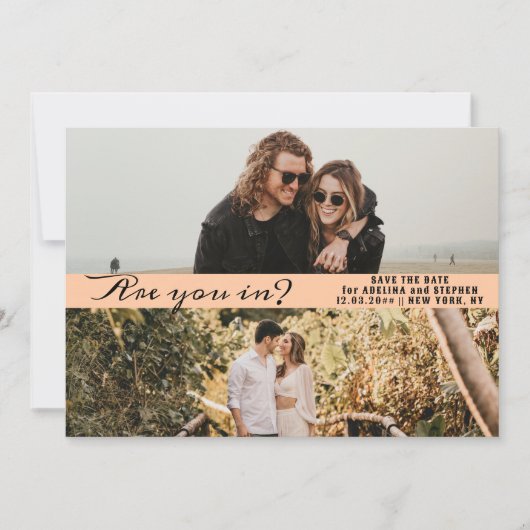 Save The Date Peach Simple Script Two Photo Gallery QR CODE (Devant)