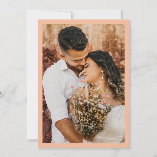 Save The Date Peachy Apricot Boho Arch Retro Script 2 Photo les  (Dos)