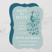 Save The Date Peacock Blue Enregistrer la date (Devant / Derrière)