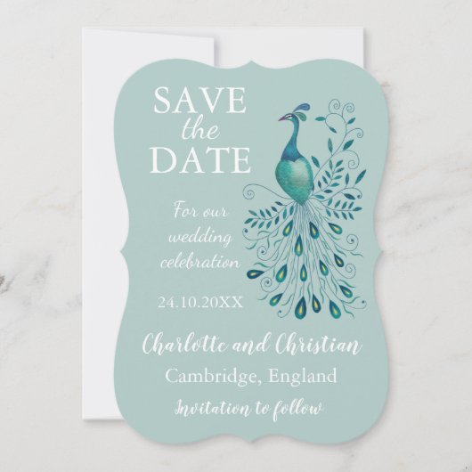 Save The Date Peacock Blue Enregistrer la date (Devant)