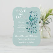 Save The Date Peacock Blue Enregistrer la date (Debout devant)