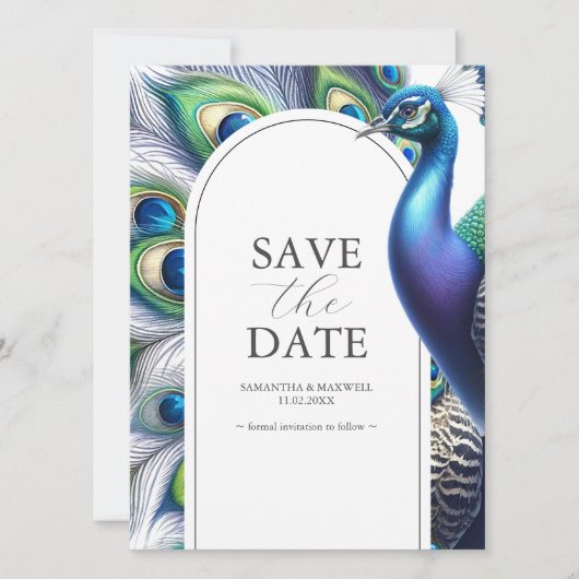 Save The Date Peacock Enregistrer La Date Annonces Mariages (Devant)