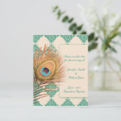 Save The Date Peacock Feed sur Carrelage marocain Turquoise (Debout devant)