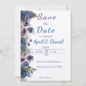 Save The Date Peacock Floral Thème Enregistrer La Date Invitatio (Devant)
