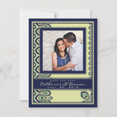 Save The Date Peacock Nouveau Enregistrer la date (Marine) (Devant)