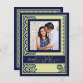 Save The Date Peacock Nouveau Enregistrer la date (Marine) (Devant / Derrière)