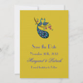 Save The Date Peacock-Peahen Enregistrer la date (moutarde) (Dos)