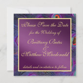 Save The Date Peacock Plum Purple Enregistrer la date (Dos)