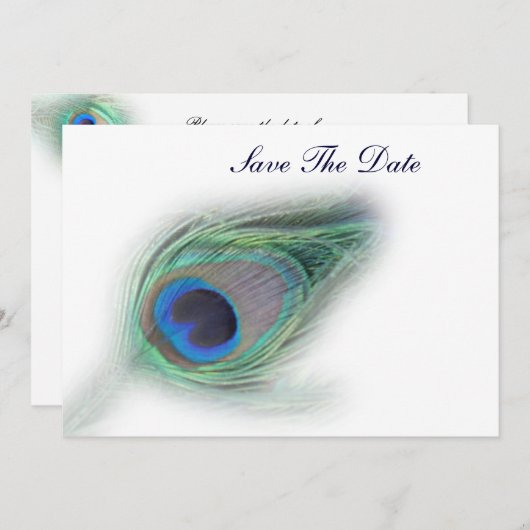 Save The Date Peacock Plumes enregistrer la date (Devant / Derrière)