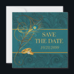 Save the Date Peacock Teal Wedding with Gold<br><div class="desc">Our Peacock Save the Date Custom Invitations coordinate with all the products in our Peacock Wedding Collection.</div>