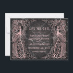 Save The Date Peacocks Art Déco En Marbre D'Or rose Enregistrer<br><div class="desc">Design unique avec un mélange de paons d'art déco d'or imitation rose à l'ancienne et une approche graphique audacieuse et moderne, sur un arrière - plan en marbre noir. Utilisez l'outil Personnaliser pour ajouter vos informations. Pour les articles correspondants, visitez, s'il vous plaît, ma collection Rose de peacocks en marbre...</div>
