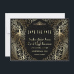 Save The Date Peacocks Gold Art Déco De Luxe Économisez La Date<br><div class="desc">Design unique avec un mélange de paons de style ancien et d'architecture moderne et audacieuse. Utilisez l'outil Personnaliser pour ajouter vos informations. Vous pouvez également choisir la couleur arrière - plan. Pour les articles correspondants,  visitez,  s'il vous plaît,  ma collection Glam Gold Art Déco Peacocks.</div>