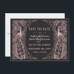 Save The Date Peacocks rose Gold Art Déco Noir Enregistrer La Da<br><div class="desc">Design unique avec un mélange de paons d'art déco d'or imitation rose de style ancien et une approche graphique audacieuse et moderne, sur un arrière - plan texturé noir. Utilisez l'outil Personnaliser pour ajouter vos informations. Pour les articles correspondants, visitez, s'il vous plaît, ma collection Rose Gold Art Déco Peacocks....</div>