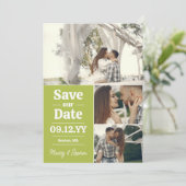 Save The Date Pear Green Typography Photo Collage Enregistrer La (Debout devant)