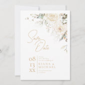 Save The Date Pearl Blush Floral Elegance Border Mariage ID989 (Devant)